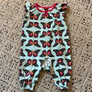 Tea Collection Infant Romper with Butterfly Accents sz 3-6 mo